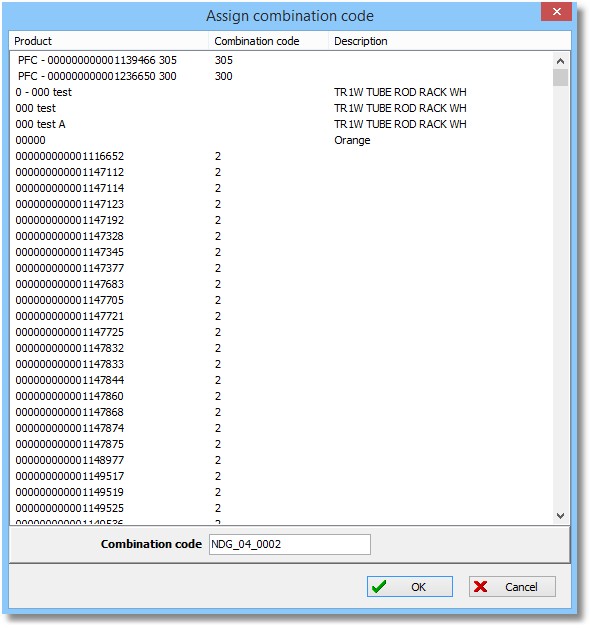 assign combination codes